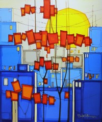 Salman Farooqi, 30 x 36 Inch, Acrylic on Canvas,Cityscape Painting-AC-SF-147